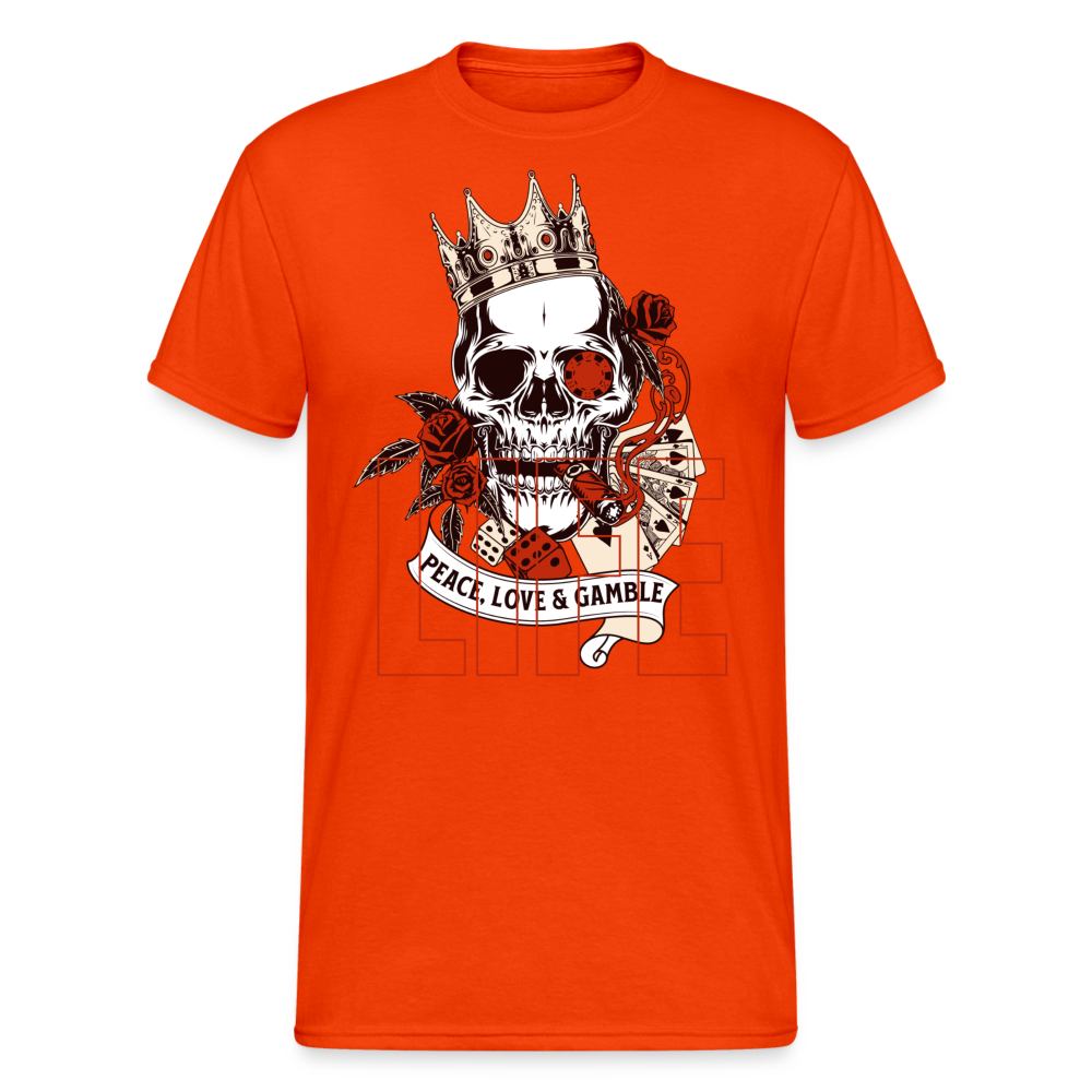 Fashion Herren Skull Heavy T-Shirt Rundhals Unisex Streetwear - kräftig Orange
