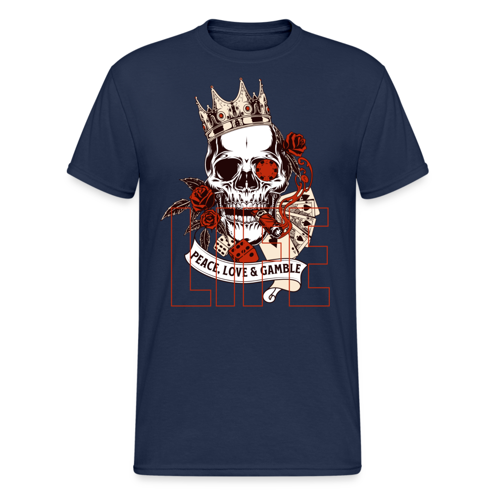 Fashion Herren Skull Heavy T-Shirt Rundhals Unisex Streetwear - Navy