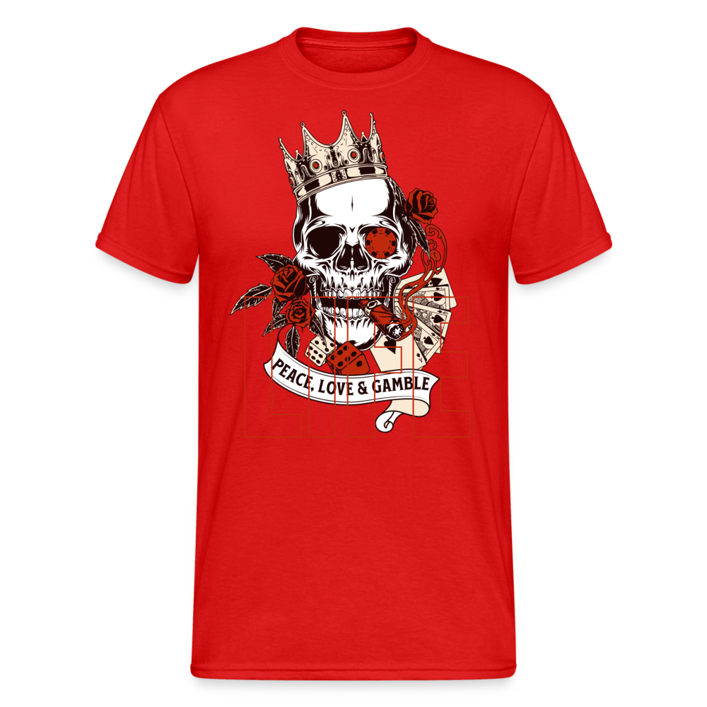 Fashion Herren Skull Heavy T-Shirt Rundhals Unisex Streetwear - Rot