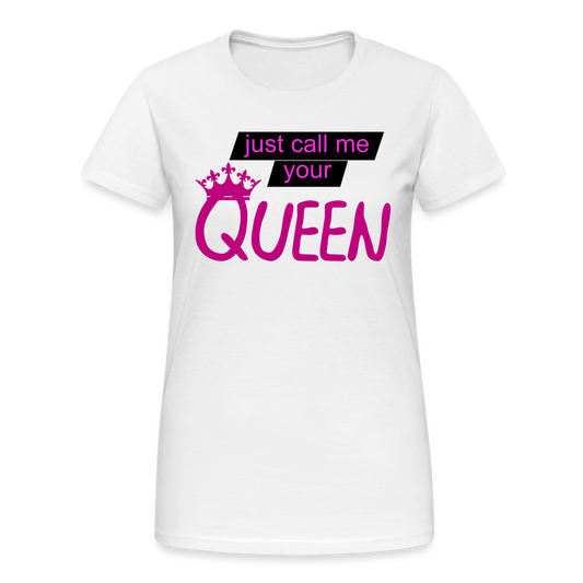 Damen T-Shirt Mädelsabend Party Fashion Rundhals Queen Top Streetwear - weiß