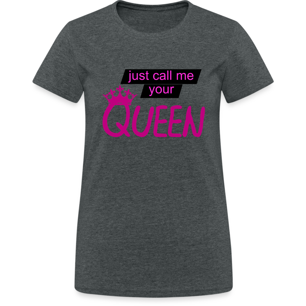 Damen T-Shirt Mädelsabend Party Fashion Rundhals Queen Top Streetwear - Dunkelgrau meliert