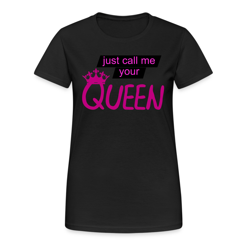 Damen T-Shirt Mädelsabend Party Fashion Rundhals Queen Top Streetwear - Schwarz