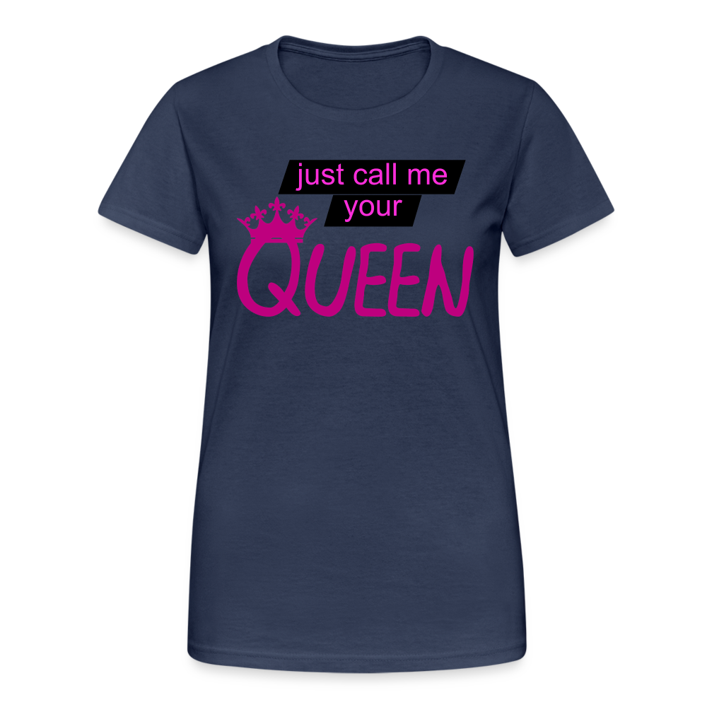Damen T-Shirt Mädelsabend Party Fashion Rundhals Queen Top Streetwear - Navy