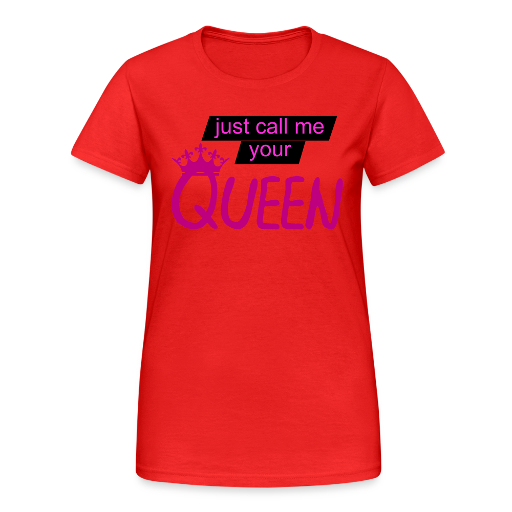 Damen T-Shirt Mädelsabend Party Fashion Rundhals Queen Top Streetwear - Rot