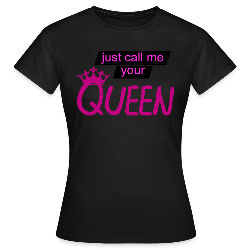 Damen T-Shirt Mädelsabend Party Fashion Rundhals Queen Top Streetwear - Schwarz
