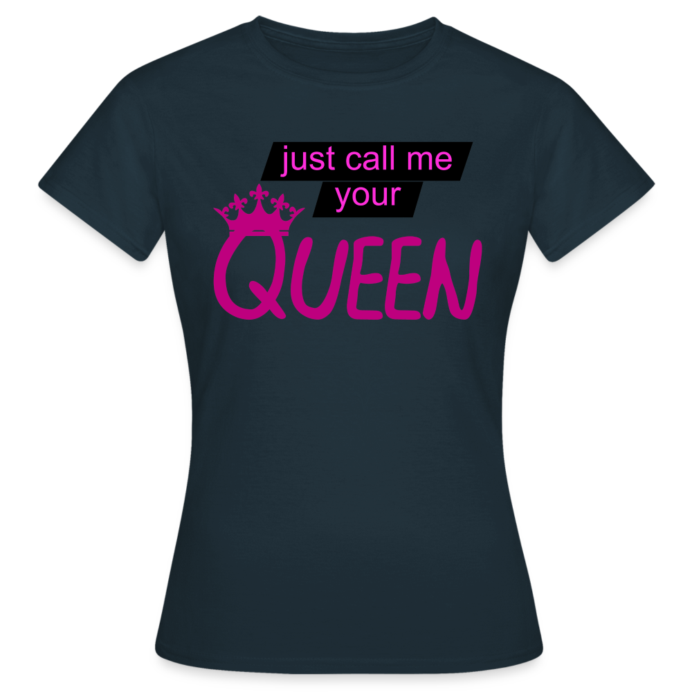 Damen T-Shirt Mädelsabend Party Fashion Rundhals Queen Top Streetwear - Navy