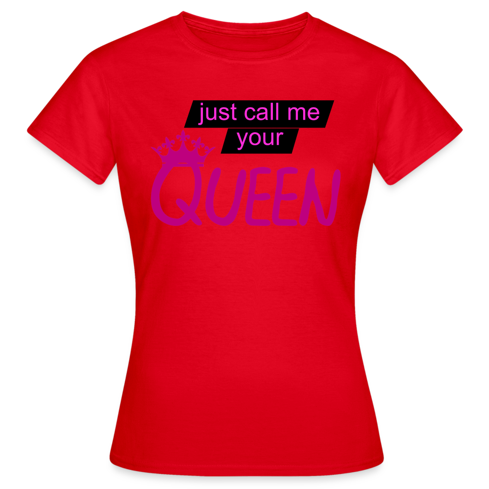 Damen T-Shirt Mädelsabend Party Fashion Rundhals Queen Top Streetwear - Rot