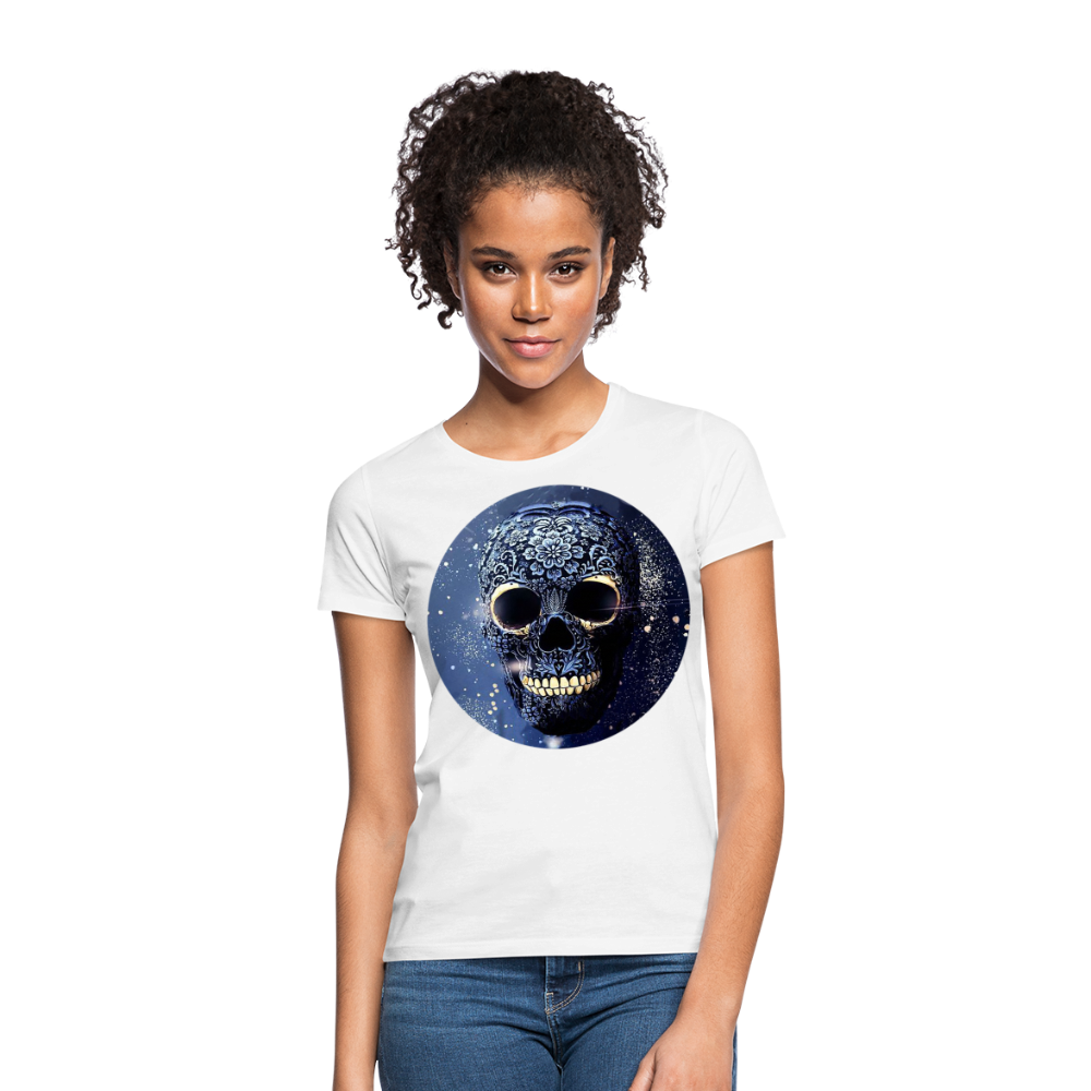 T-Shirt Damen Oberteil Frauen kurzarm Tshirt Baumwolle Rundhals Top Streetwear - weiß