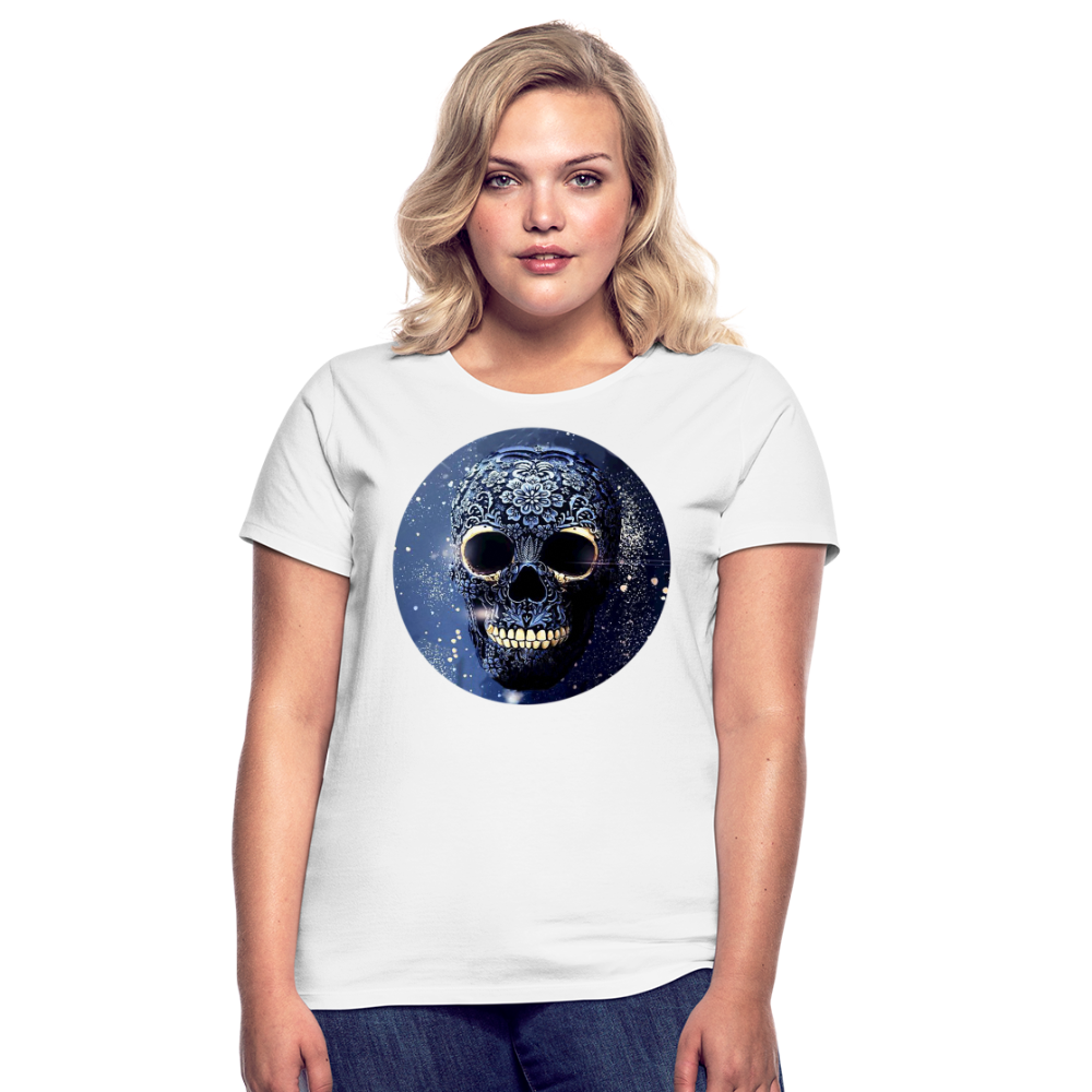 T-Shirt Damen Oberteil Frauen kurzarm Tshirt Baumwolle Rundhals Top Streetwear - weiß