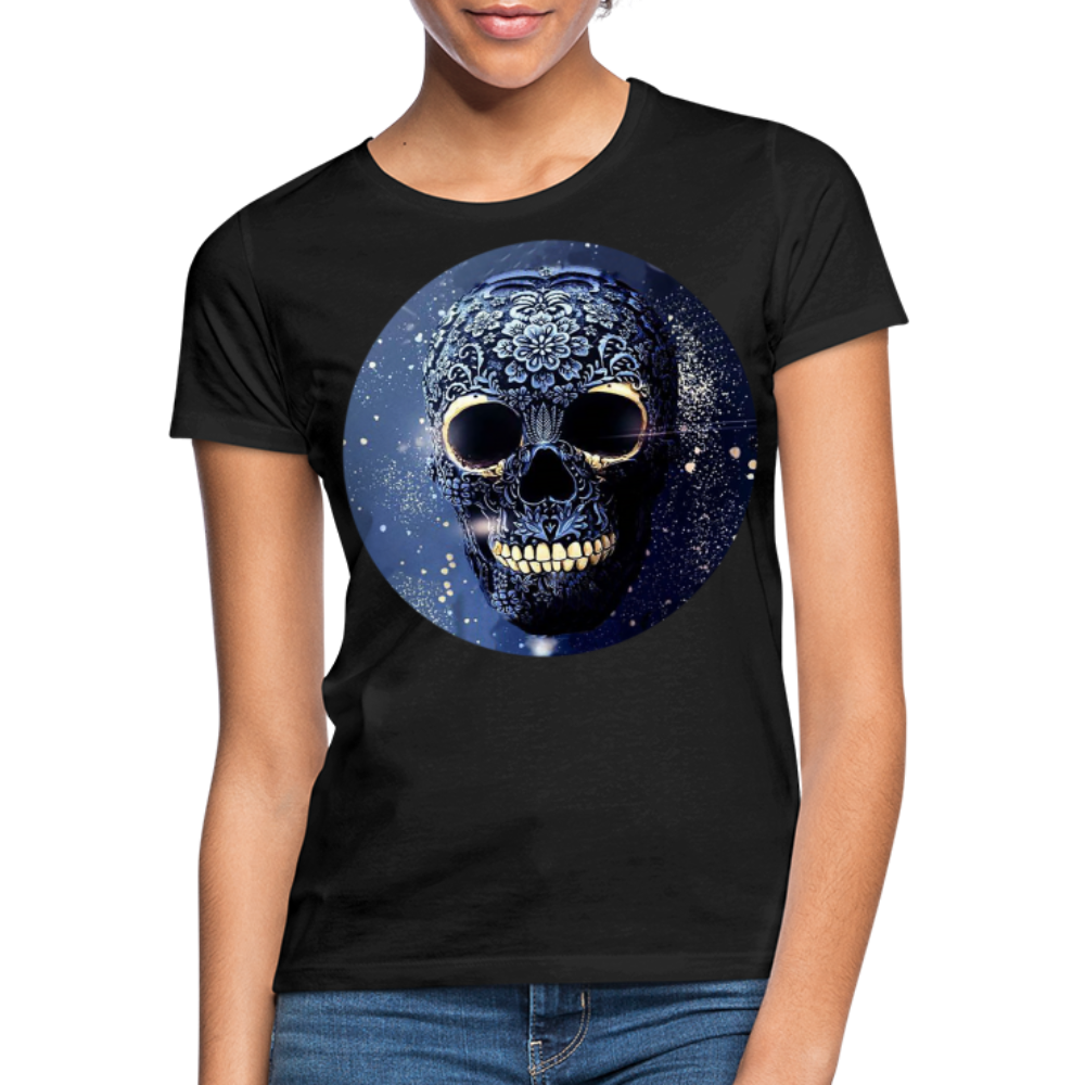 T-Shirt Damen Oberteil Frauen kurzarm Tshirt Baumwolle Rundhals Top Streetwear - Schwarz