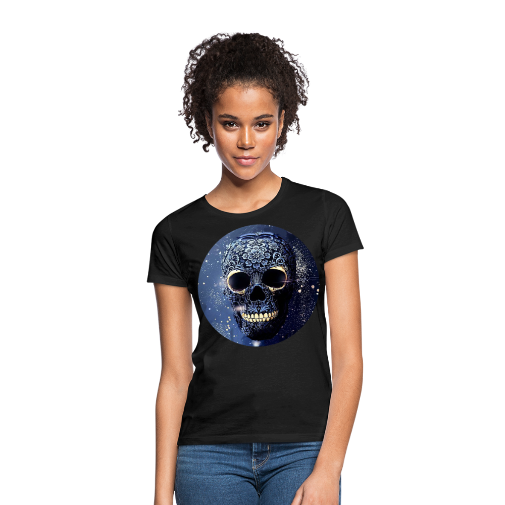 T-Shirt Damen Oberteil Frauen kurzarm Tshirt Baumwolle Rundhals Top Streetwear - Schwarz