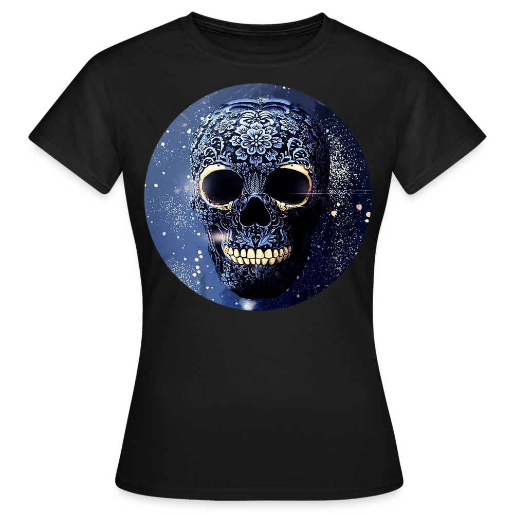 T-Shirt Damen Oberteil Frauen kurzarm Tshirt Baumwolle Rundhals Top Streetwear - Schwarz