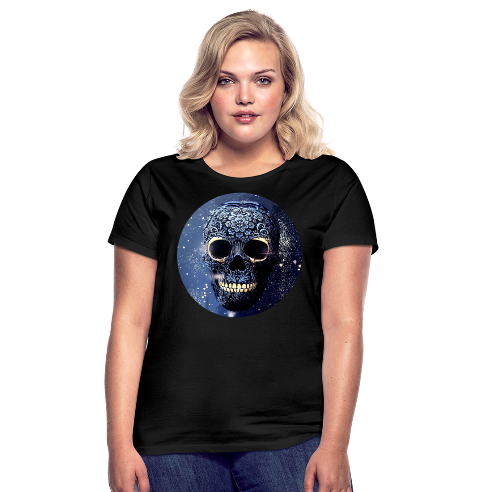 T-Shirt Damen Oberteil Frauen kurzarm Tshirt Baumwolle Rundhals Top Streetwear - Schwarz