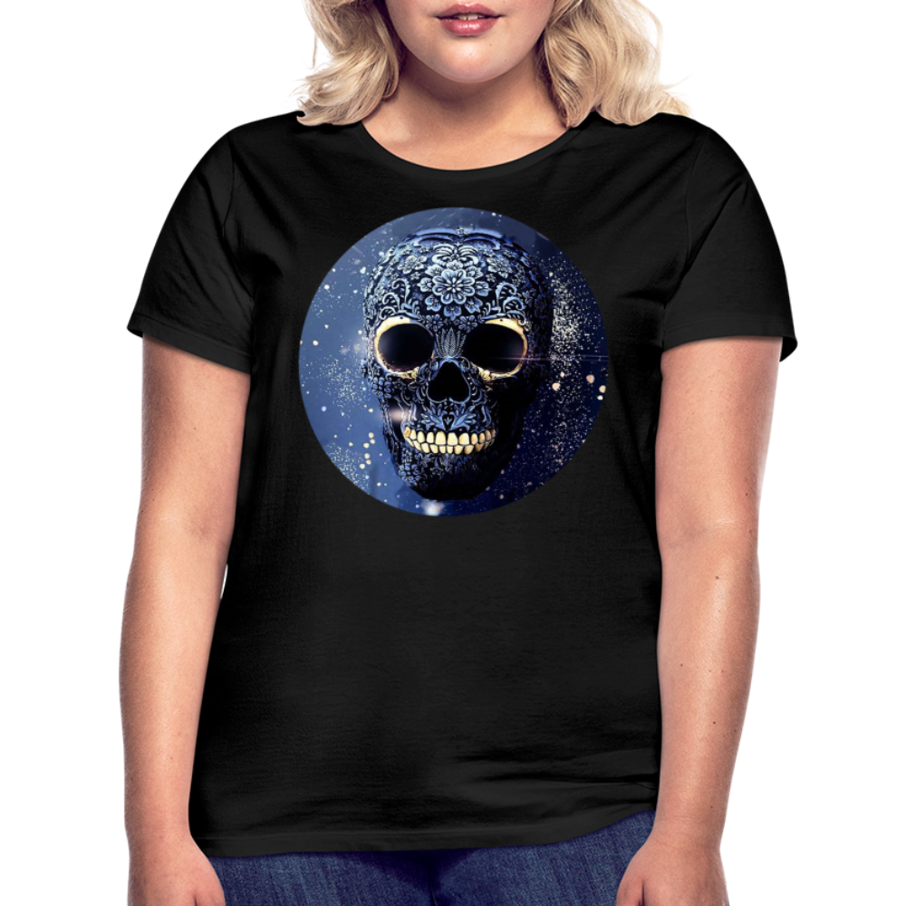 T-Shirt Damen Oberteil Frauen kurzarm Tshirt Baumwolle Rundhals Top Streetwear - Schwarz