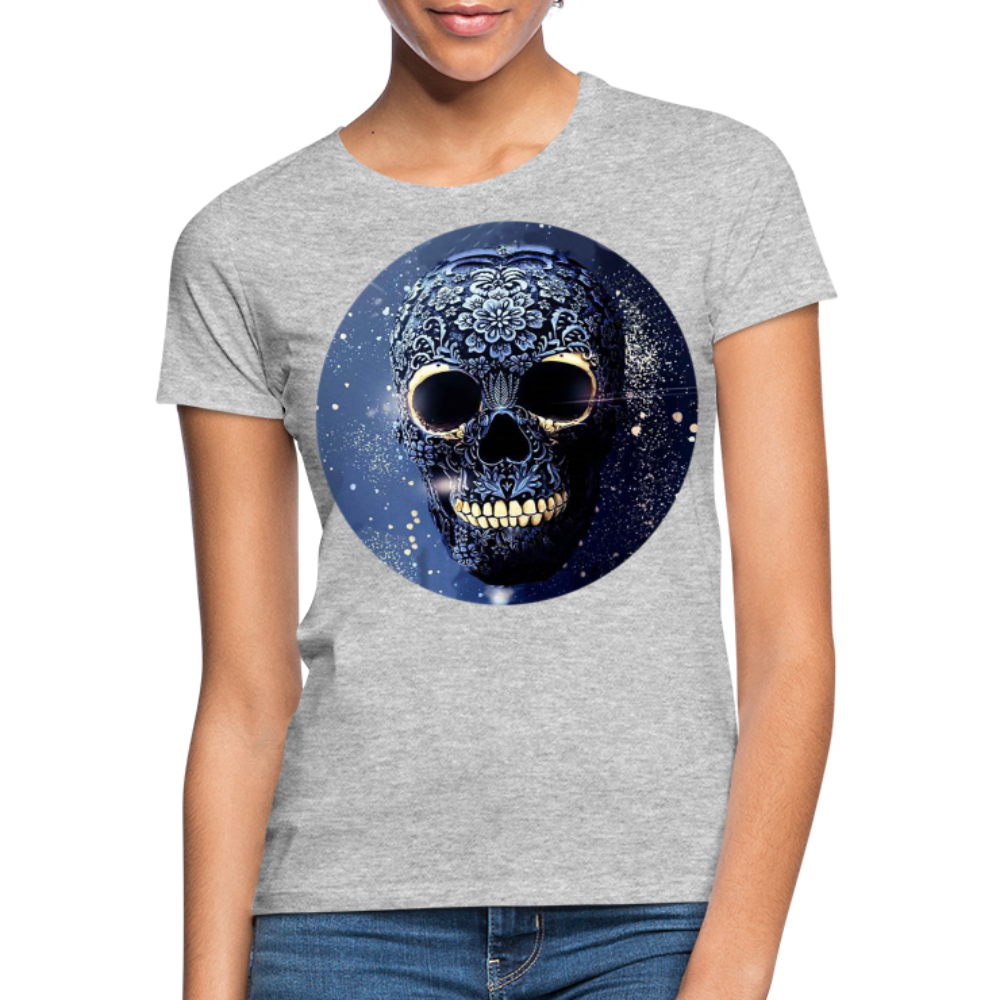 T-Shirt Damen Oberteil Frauen kurzarm Tshirt Baumwolle Rundhals Top Streetwear - Grau meliert