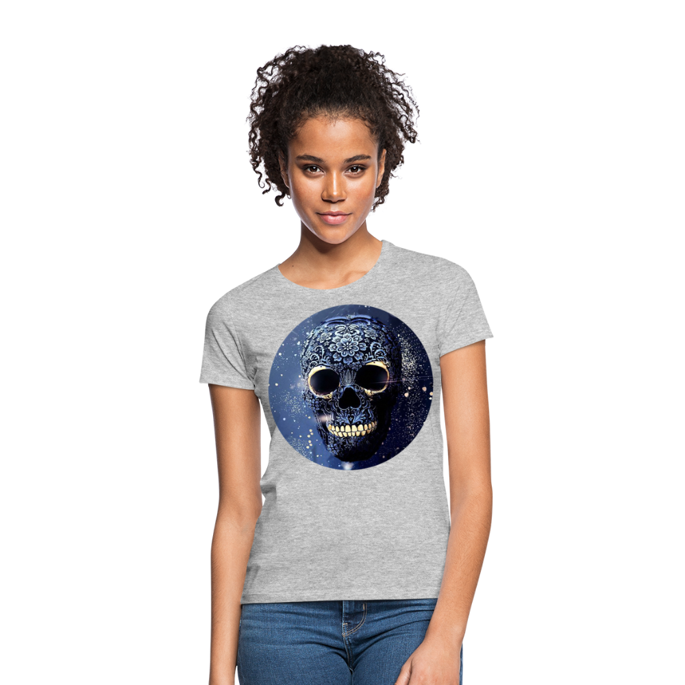T-Shirt Damen Oberteil Frauen kurzarm Tshirt Baumwolle Rundhals Top Streetwear - Grau meliert