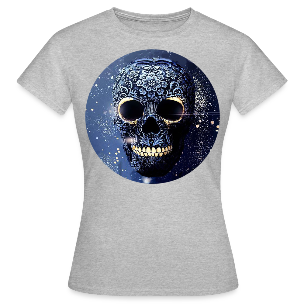 T-Shirt Damen Oberteil Frauen kurzarm Tshirt Baumwolle Rundhals Top Streetwear - Grau meliert
