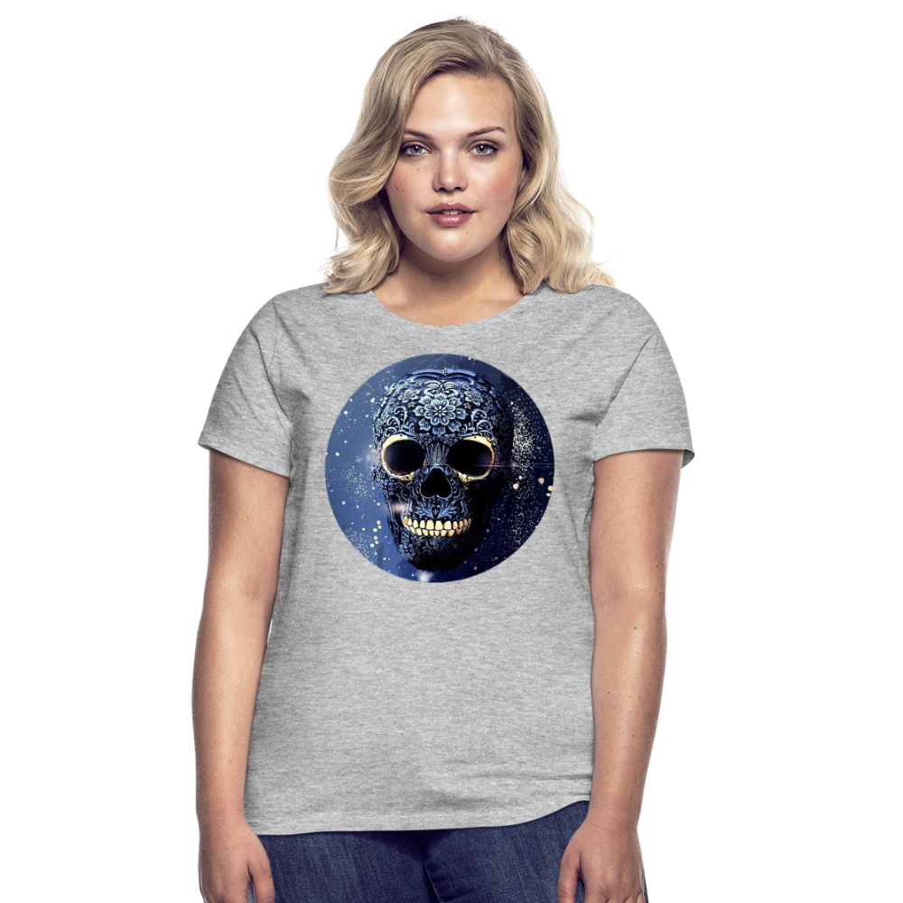 T-Shirt Damen Oberteil Frauen kurzarm Tshirt Baumwolle Rundhals Top Streetwear - Grau meliert