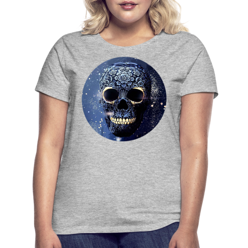 T-Shirt Damen Oberteil Frauen kurzarm Tshirt Baumwolle Rundhals Top Streetwear - Grau meliert