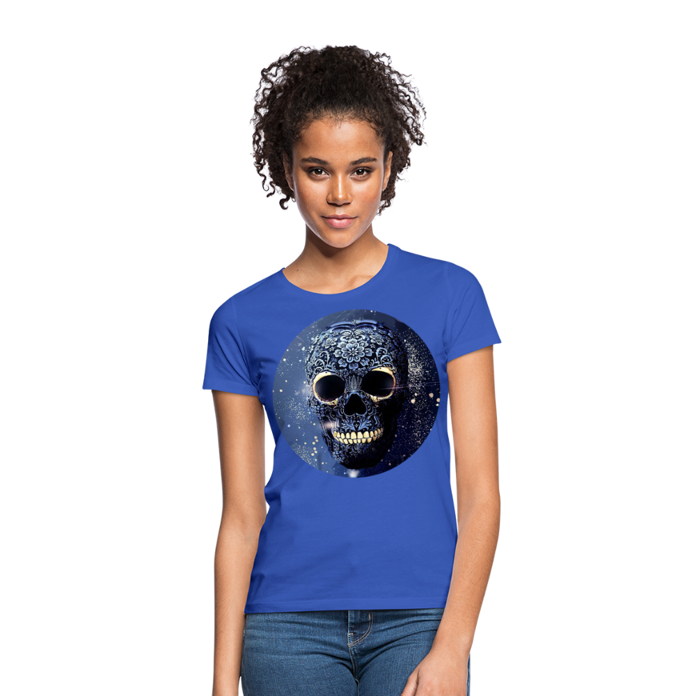 T-Shirt Damen Oberteil Frauen kurzarm Tshirt Baumwolle Rundhals Top Streetwear - Royalblau