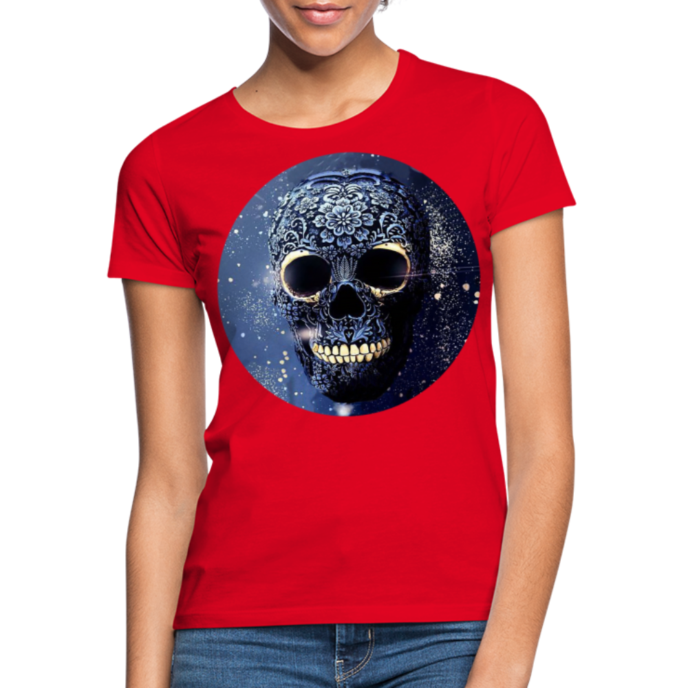 T-Shirt Damen Oberteil Frauen kurzarm Tshirt Baumwolle Rundhals Top Streetwear - Rot