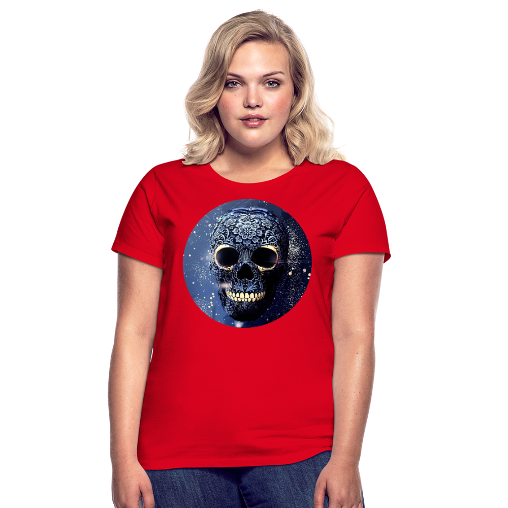 T-Shirt Damen Oberteil Frauen kurzarm Tshirt Baumwolle Rundhals Top Streetwear - Rot