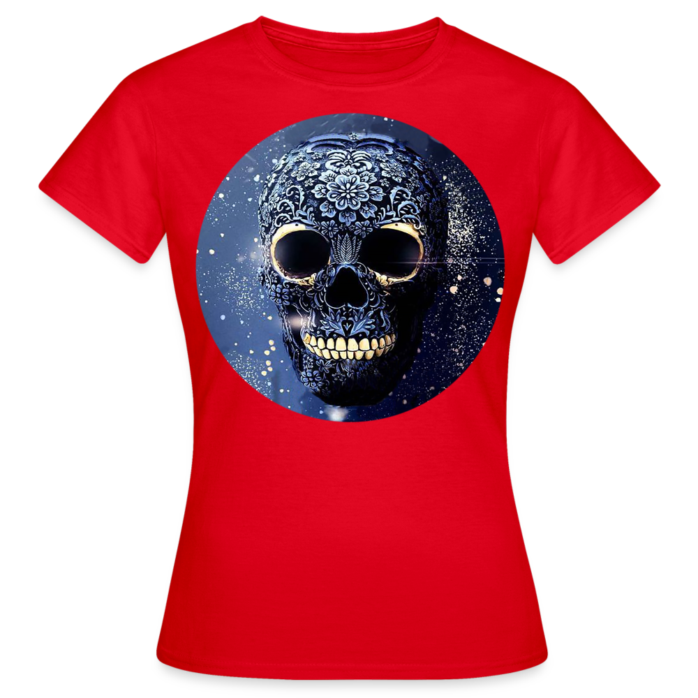 T-Shirt Damen Oberteil Frauen kurzarm Tshirt Baumwolle Rundhals Top Streetwear - Rot