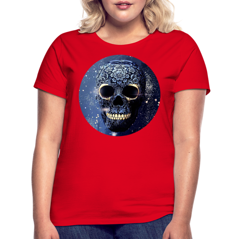 T-Shirt Damen Oberteil Frauen kurzarm Tshirt Baumwolle Rundhals Top Streetwear - Rot