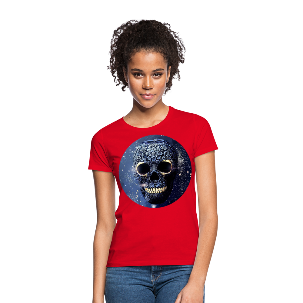 T-Shirt Damen Oberteil Frauen kurzarm Tshirt Baumwolle Rundhals Top Streetwear - Rot