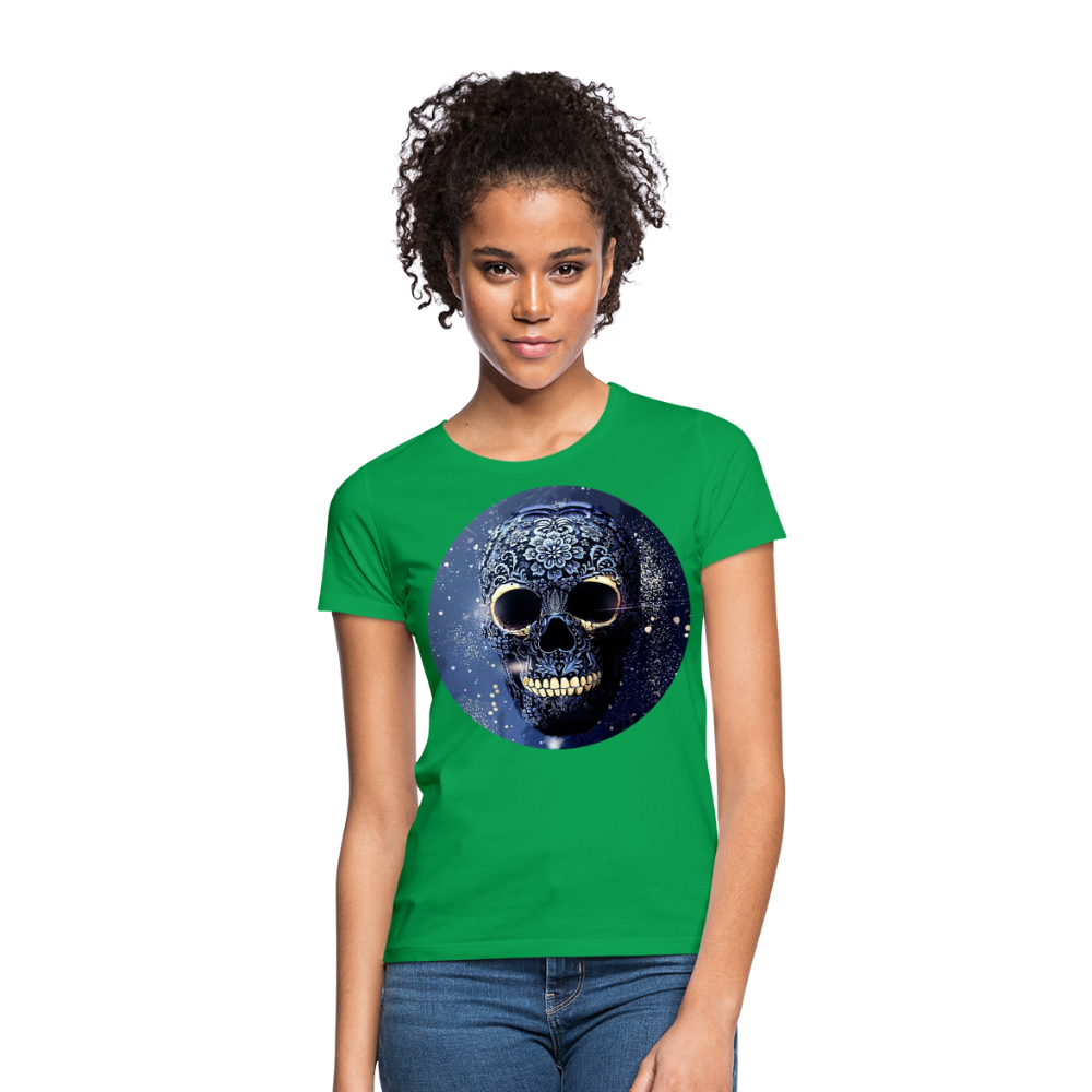 T-Shirt Damen Oberteil Frauen kurzarm Tshirt Baumwolle Rundhals Top Streetwear - Kelly Green