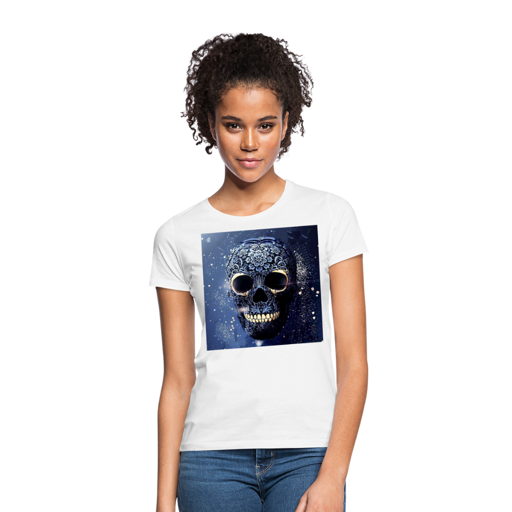 T-Shirt Damen Oberteil Frauen kurzarm Tshirt Baumwolle Rundhals Top Streetwear - weiß