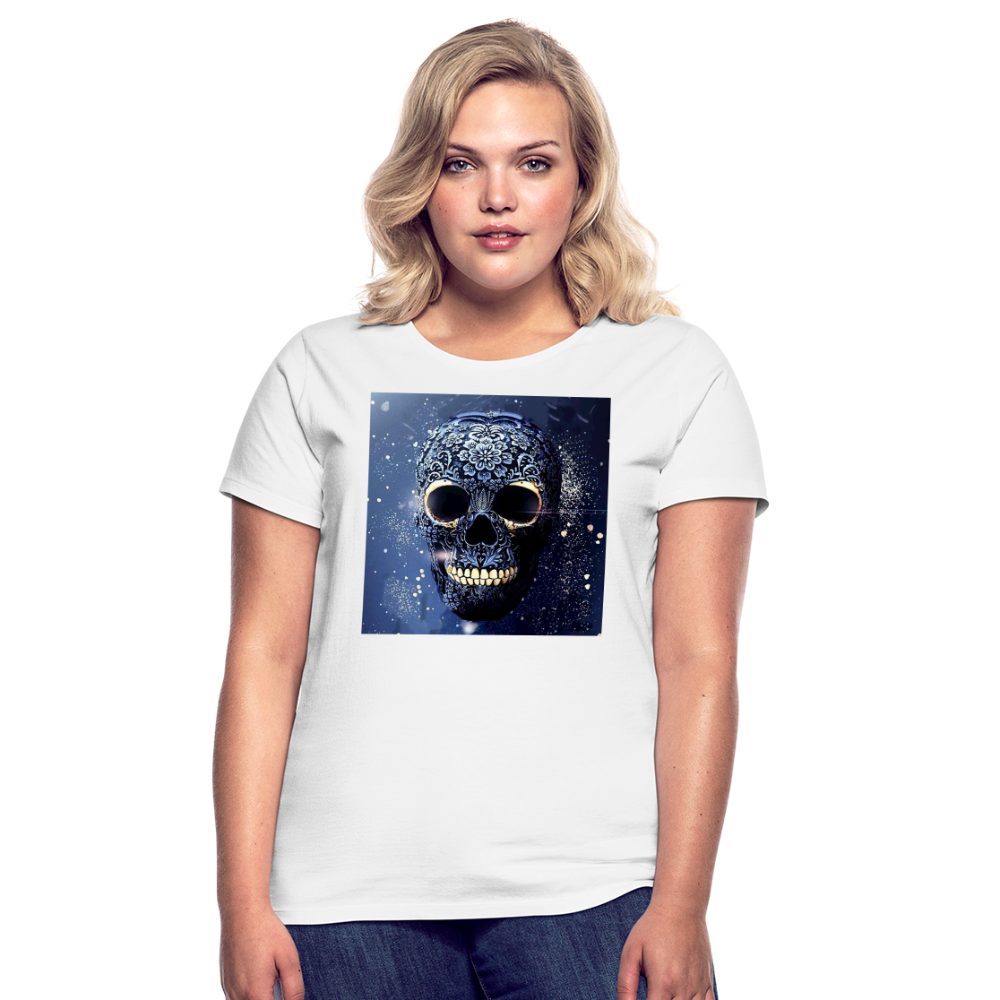 T-Shirt Damen Oberteil Frauen kurzarm Tshirt Baumwolle Rundhals Top Streetwear - weiß