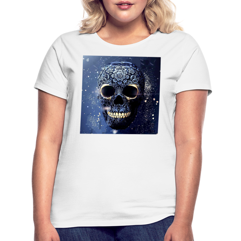 T-Shirt Damen Oberteil Frauen kurzarm Tshirt Baumwolle Rundhals Top Streetwear - weiß