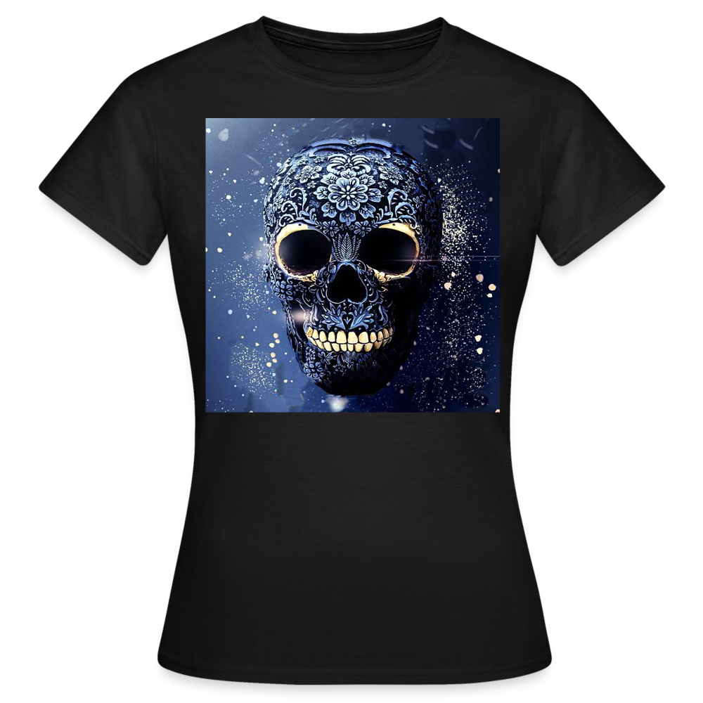 T-Shirt Damen Oberteil Frauen kurzarm Tshirt Baumwolle Rundhals Top Streetwear - Schwarz