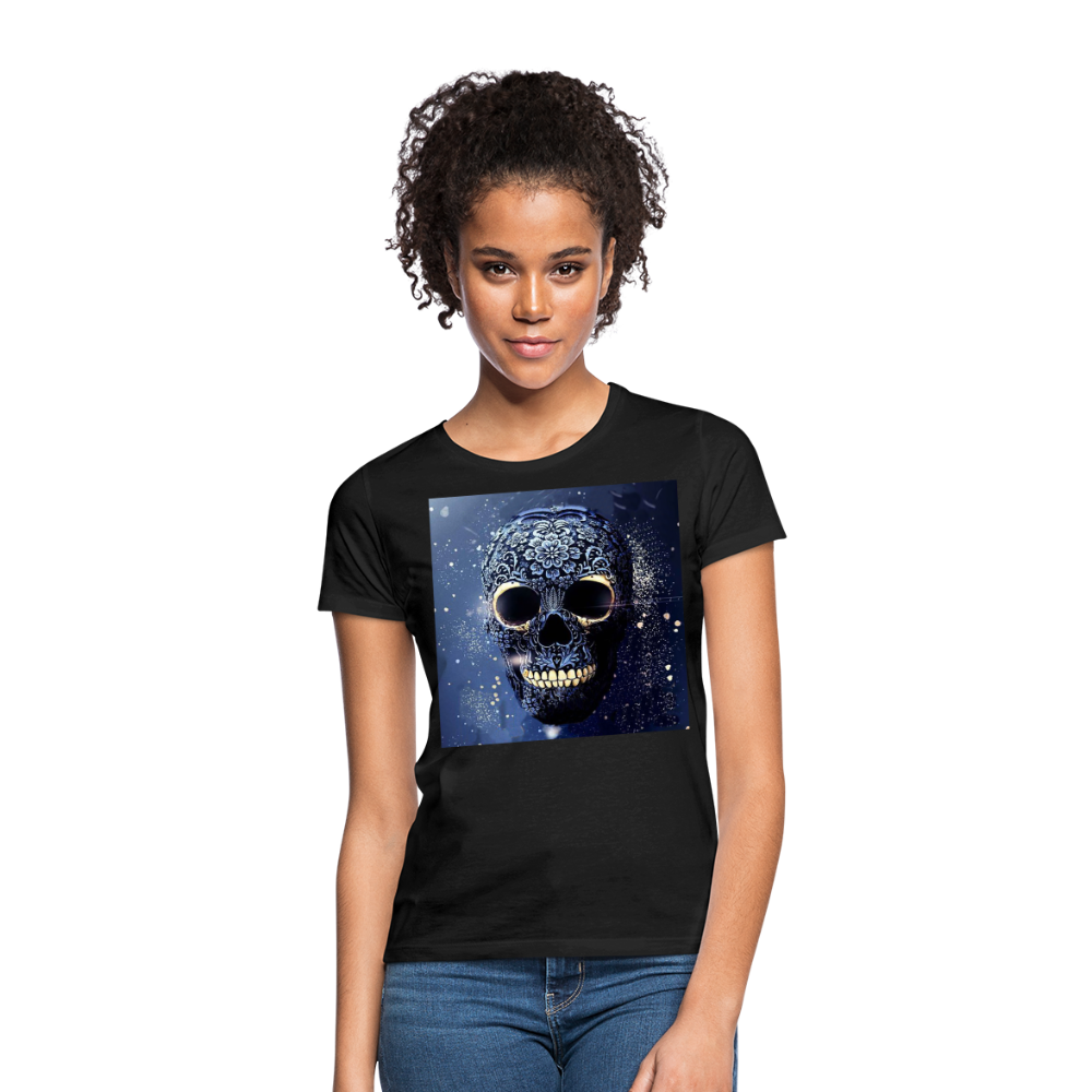 T-Shirt Damen Oberteil Frauen kurzarm Tshirt Baumwolle Rundhals Top Streetwear - Schwarz