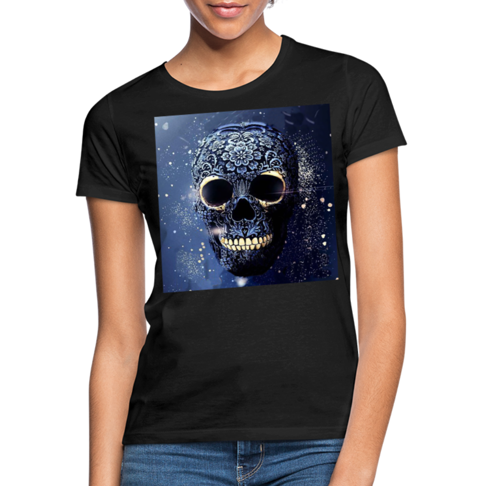 T-Shirt Damen Oberteil Frauen kurzarm Tshirt Baumwolle Rundhals Top Streetwear - Schwarz
