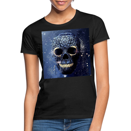 T-Shirt Damen Oberteil Frauen kurzarm Tshirt Baumwolle Rundhals Top Streetwear - Schwarz