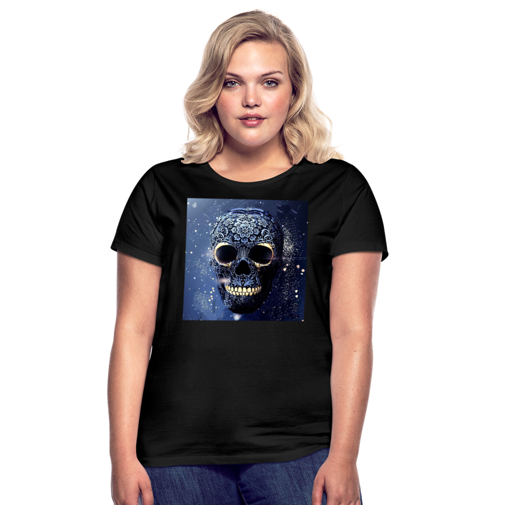 T-Shirt Damen Oberteil Frauen kurzarm Tshirt Baumwolle Rundhals Top Streetwear - Schwarz