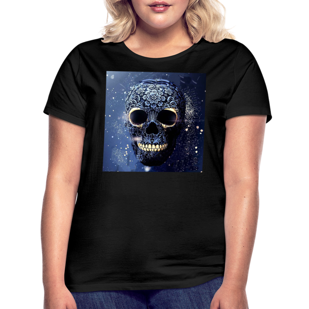 T-Shirt Damen Oberteil Frauen kurzarm Tshirt Baumwolle Rundhals Top Streetwear - Schwarz