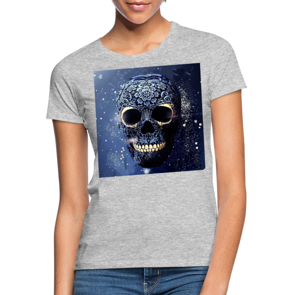 T-Shirt Damen Oberteil Frauen kurzarm Tshirt Baumwolle Rundhals Top Streetwear - Grau meliert