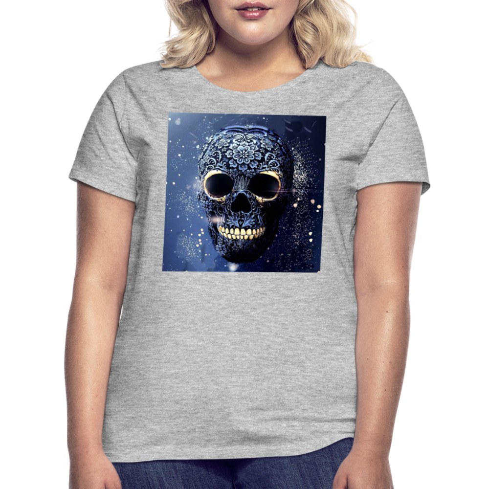 T-Shirt Damen Oberteil Frauen kurzarm Tshirt Baumwolle Rundhals Top Streetwear - Grau meliert