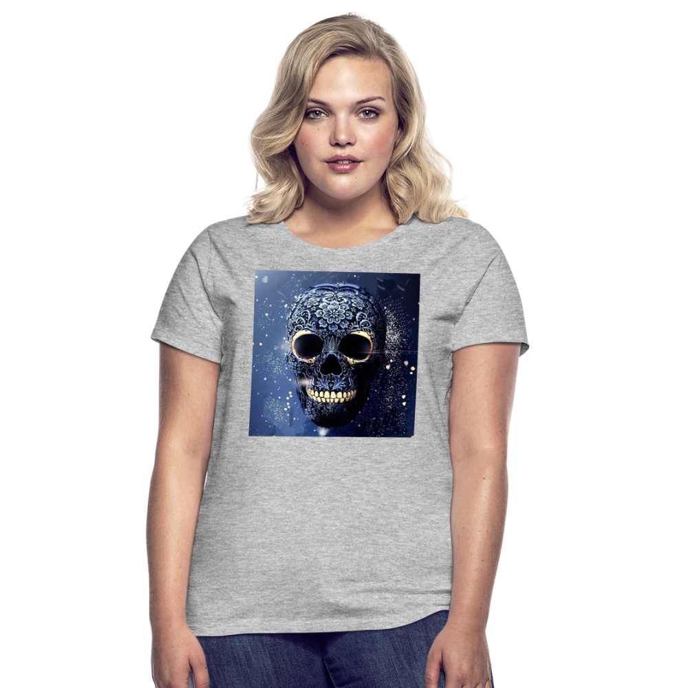 T-Shirt Damen Oberteil Frauen kurzarm Tshirt Baumwolle Rundhals Top Streetwear - Grau meliert
