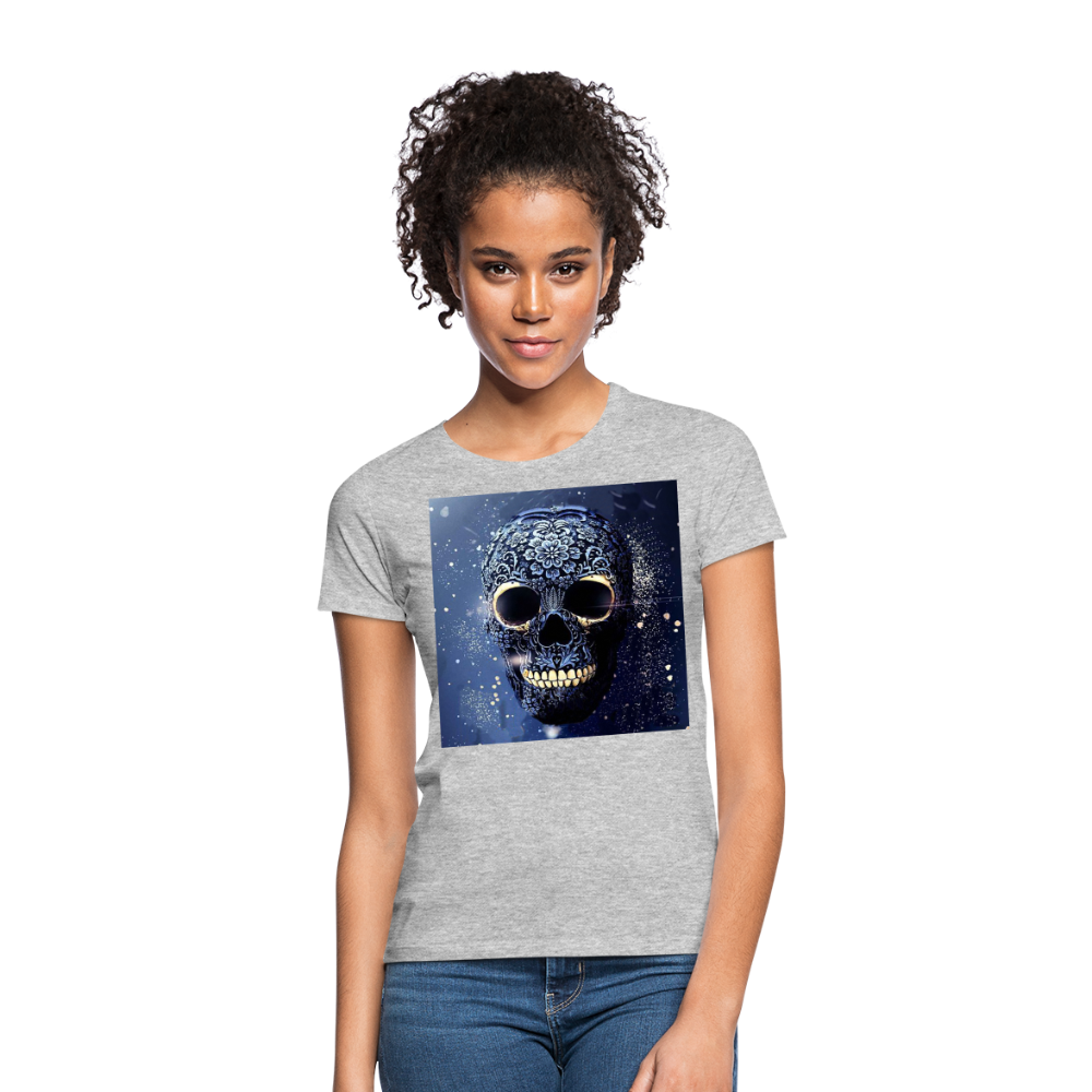 T-Shirt Damen Oberteil Frauen kurzarm Tshirt Baumwolle Rundhals Top Streetwear - Grau meliert