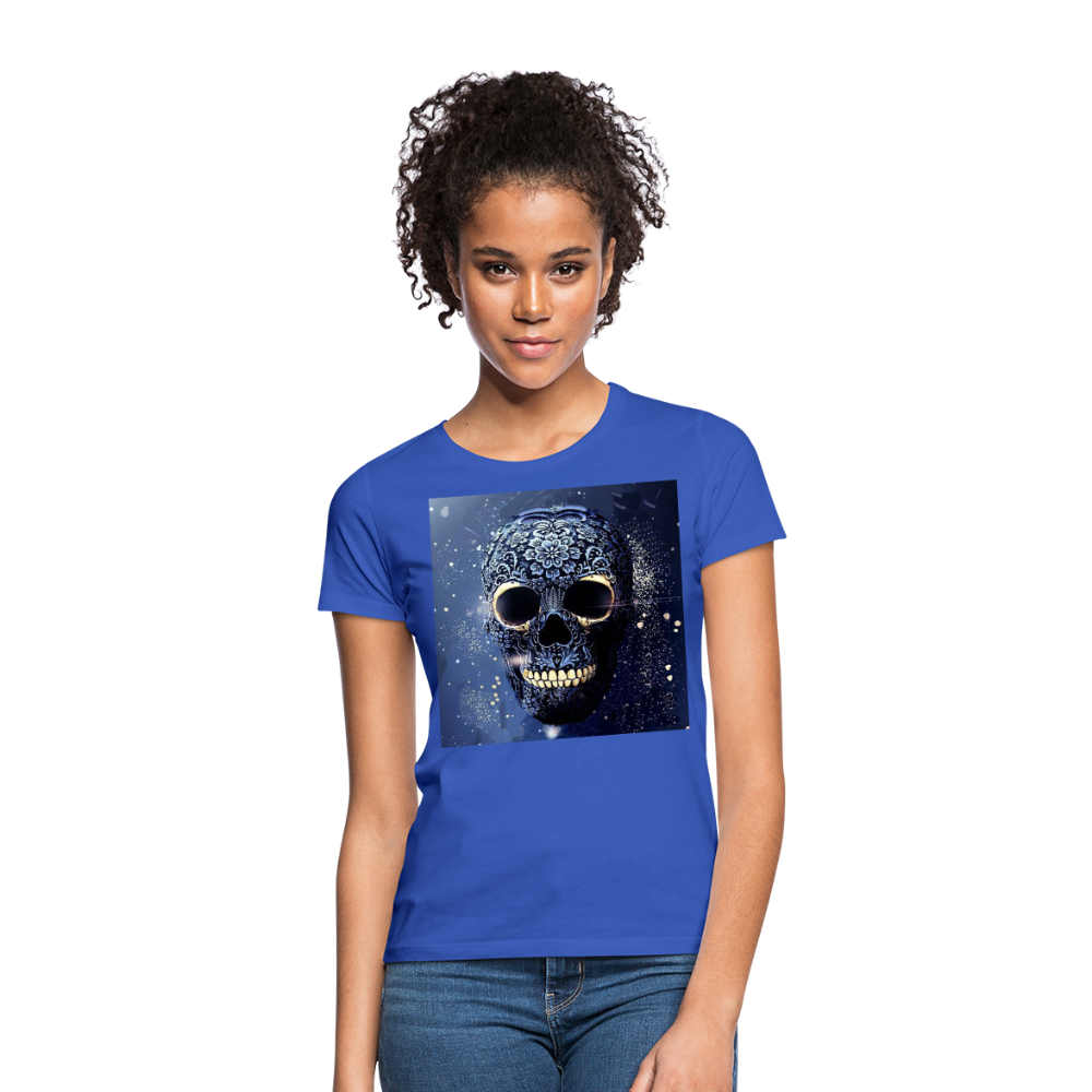 T-Shirt Damen Oberteil Frauen kurzarm Tshirt Baumwolle Rundhals Top Streetwear - Royalblau