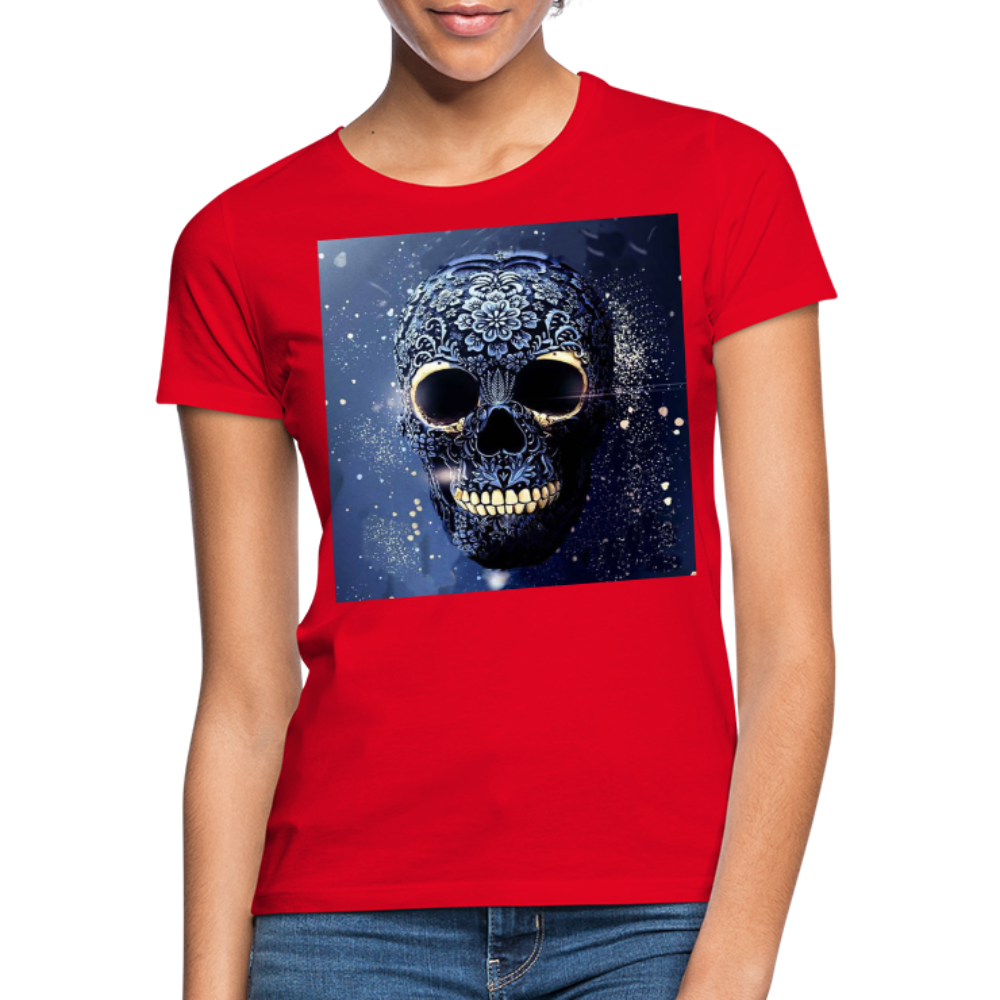 T-Shirt Damen Oberteil Frauen kurzarm Tshirt Baumwolle Rundhals Top Streetwear - Rot