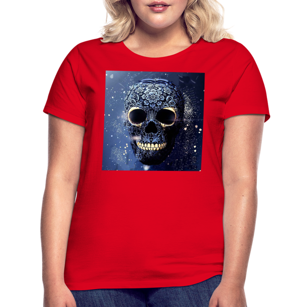 T-Shirt Damen Oberteil Frauen kurzarm Tshirt Baumwolle Rundhals Top Streetwear - Rot