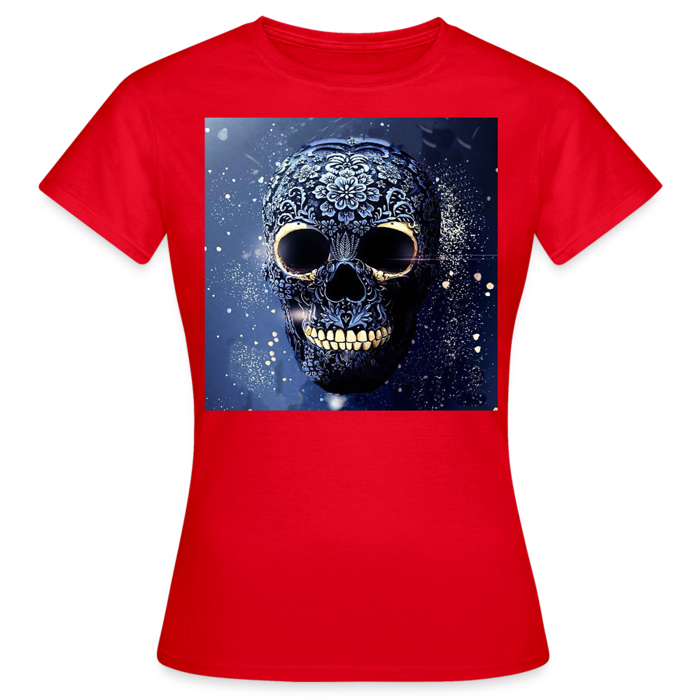 T-Shirt Damen Oberteil Frauen kurzarm Tshirt Baumwolle Rundhals Top Streetwear - Rot