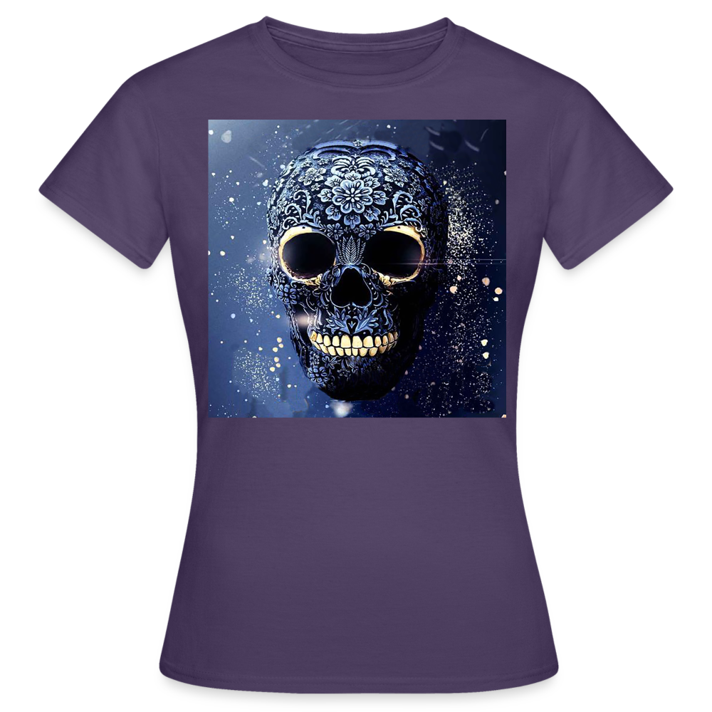T-Shirt Damen Oberteil Frauen kurzarm Tshirt Baumwolle Rundhals Top Streetwear - Dunkellila