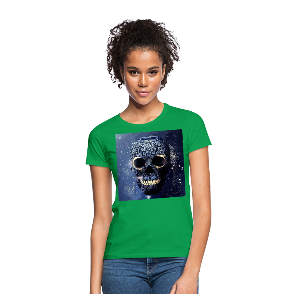 T-Shirt Damen Oberteil Frauen kurzarm Tshirt Baumwolle Rundhals Top Streetwear - Kelly Green