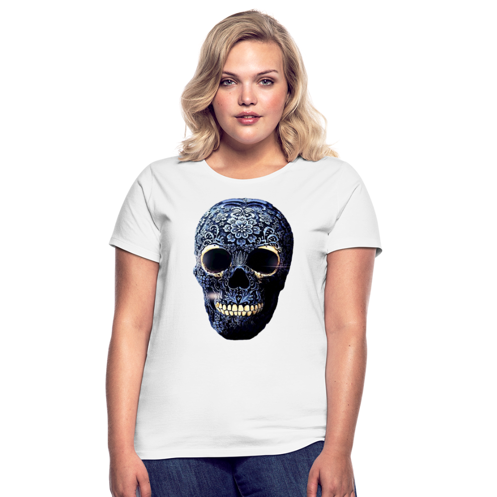 T-Shirt Damen Oberteil Frauen kurzarm Tshirt Baumwolle Rundhals Top Streetwear - weiß